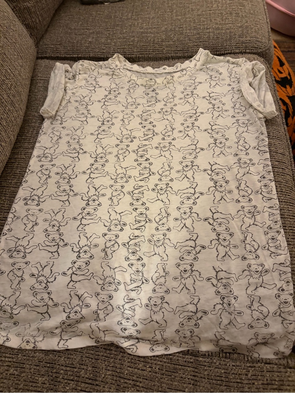 Juniors White Printed Short Sleeve Top